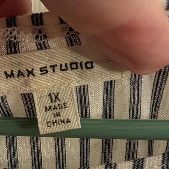 Max Studio Black and White Tie Front Blouse - Picture 3 of 5